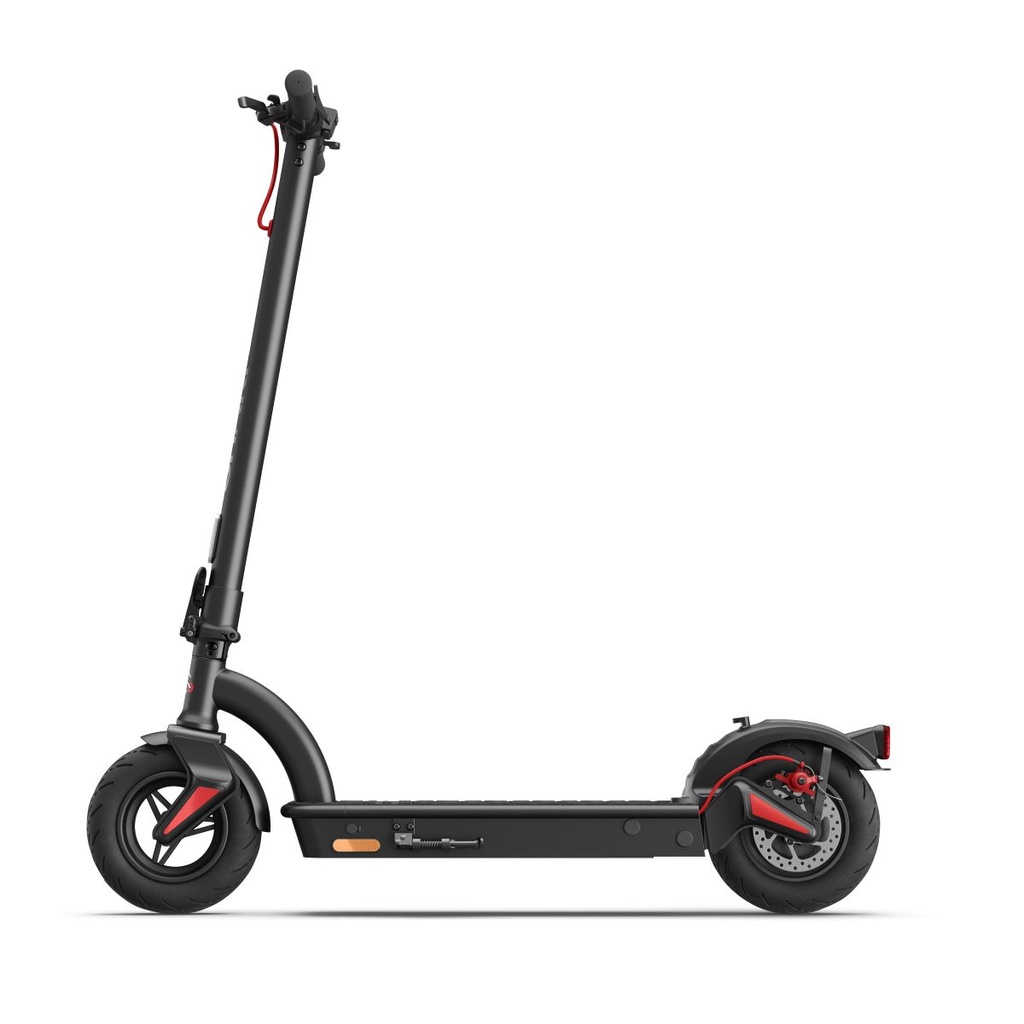 Scooter électrique avec écran intégré, double suspension arrière et contrôle par application.