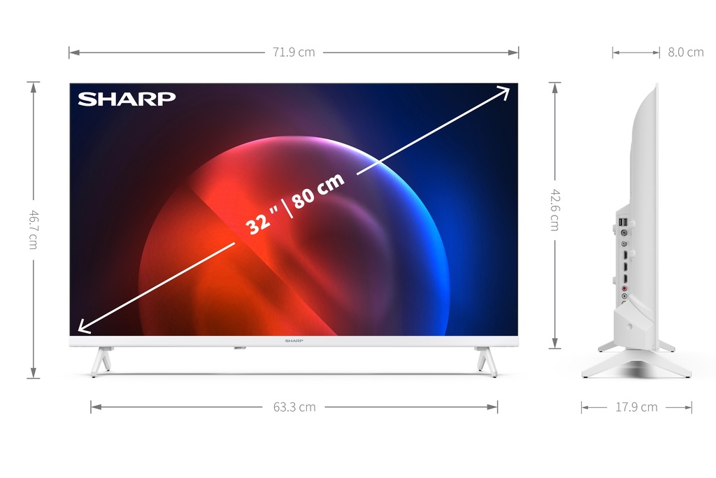 TV 32'' Android TV HDR Blanc Frameless