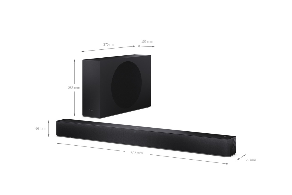 Barre de son Dolby Atmos 2.1 avec caisson de basse