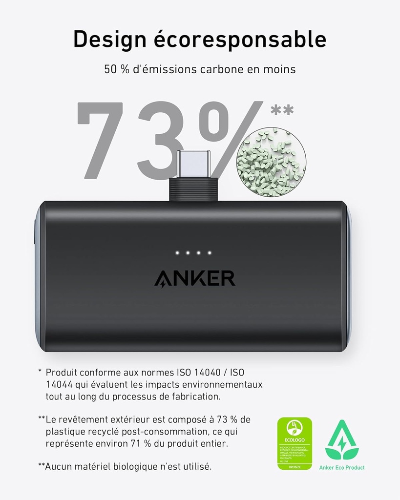 Batterie externe Anker Nano 5K- Connecteur USB-C intégré