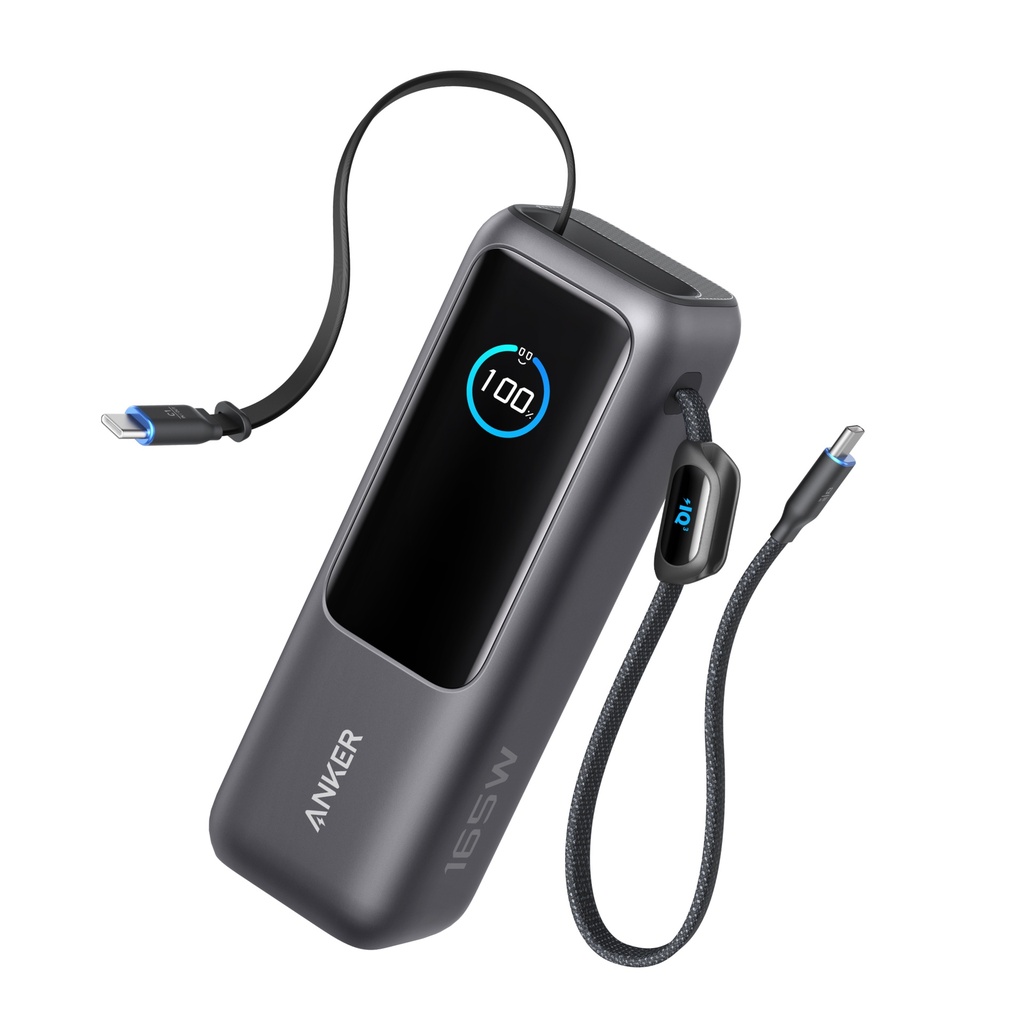 PowerBank Anker (25K, 165 W, câble intégré + câble rétractable)