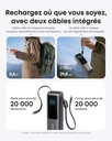 PowerBank Anker (25K, 165 W, câble intégré + câble rétractable)