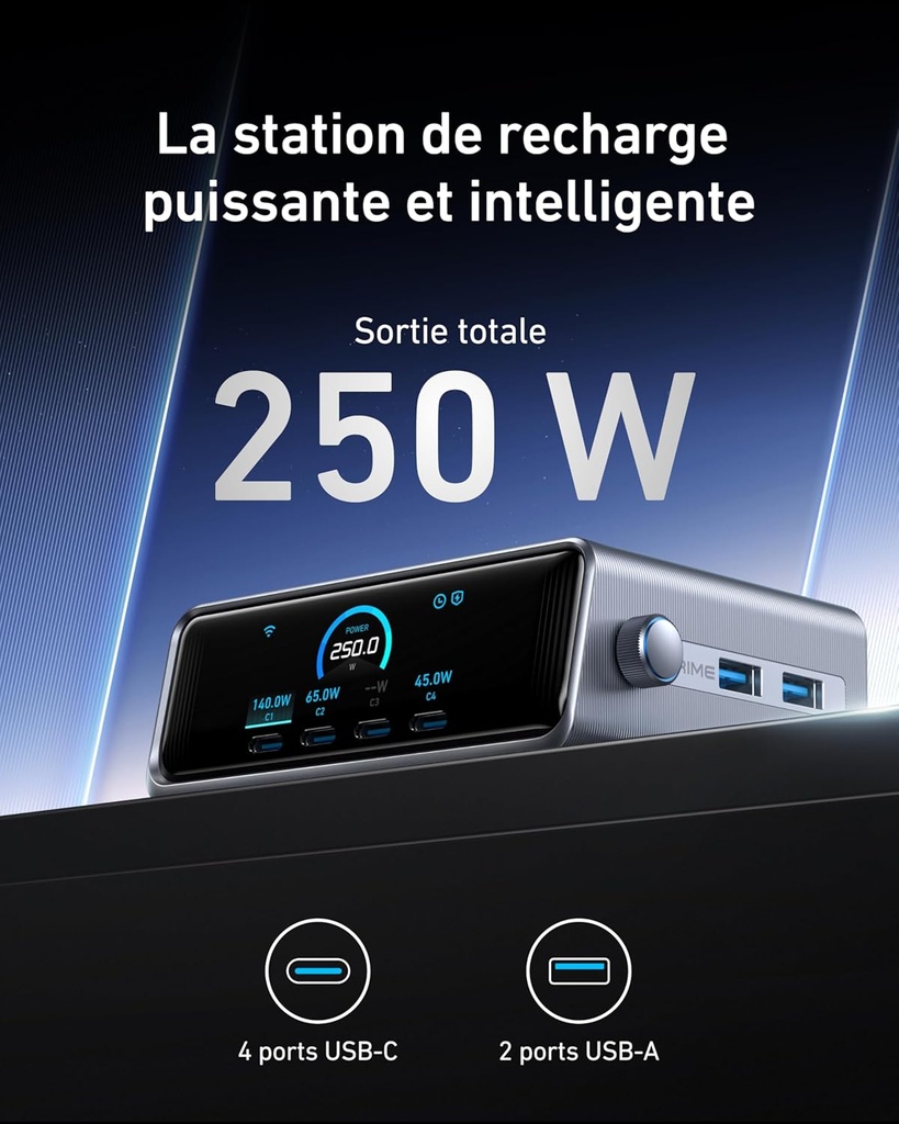Chargeur Anker Prime (250 W, 6 ports, GaNPrime)
