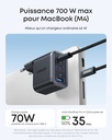 Chargeur Anker (70 W, 3 ports) black
