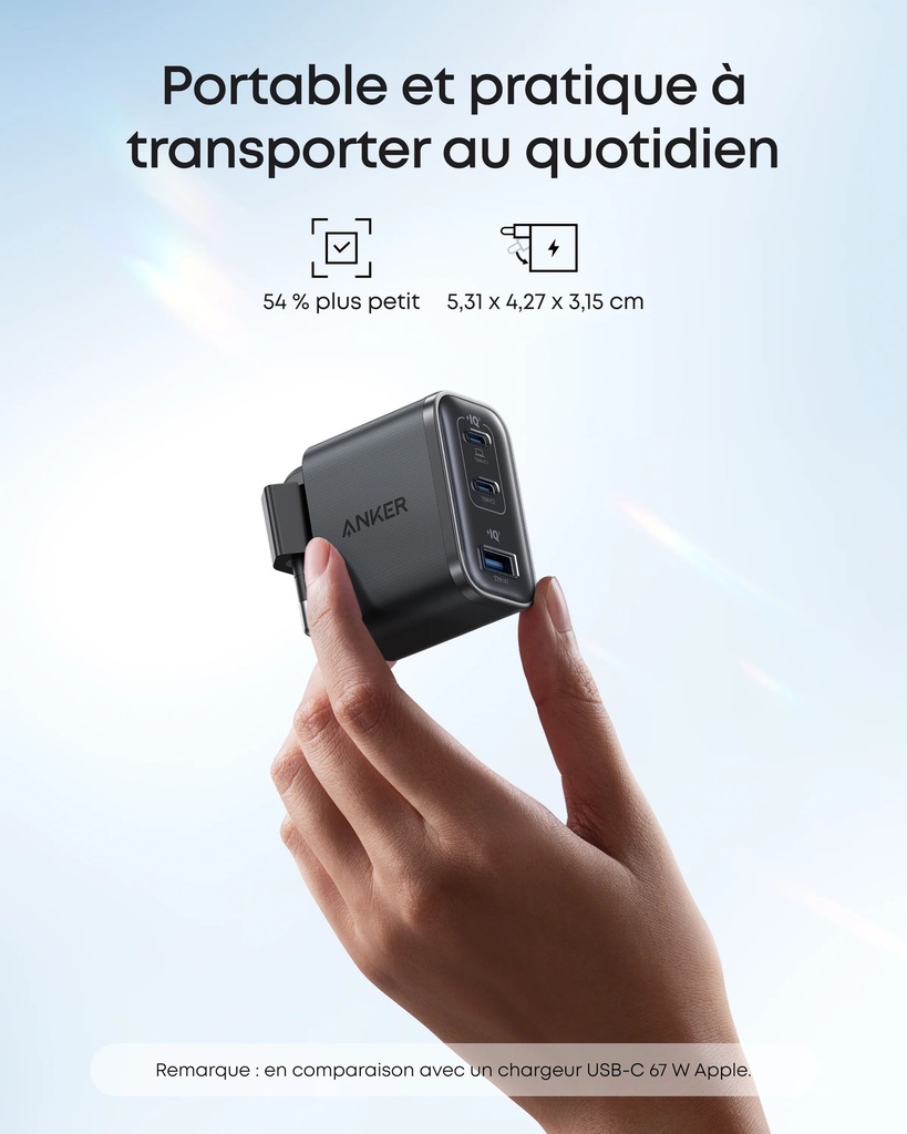 Chargeur Anker (70 W, 3 ports) black