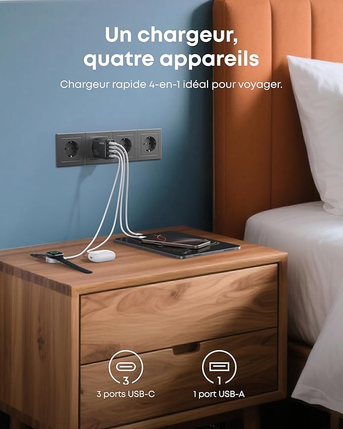 Chargeur Anker (70 W, 3 ports) black