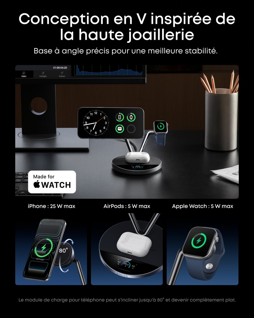 Anker station de recharge à induction MagGo (3-en-1, socle)