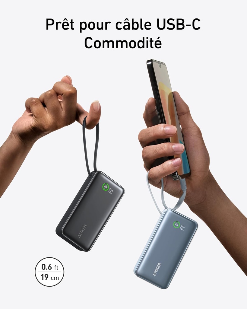Batterie ANKER 10K (30 W, câble USB-C intégré)