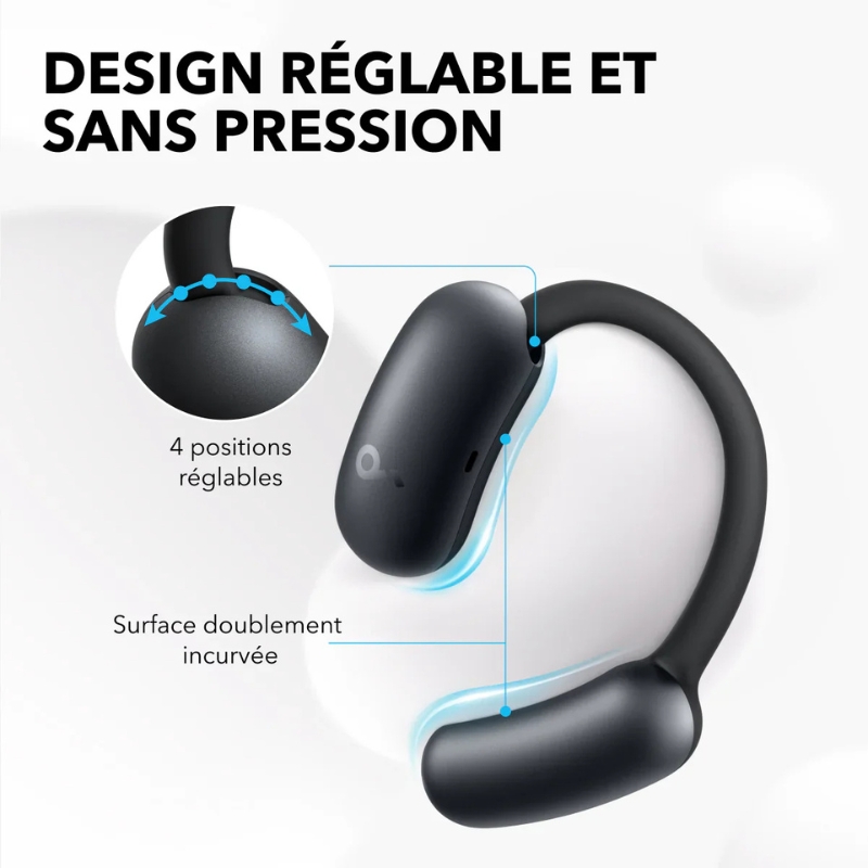 AeroFit 2 Black | Écouteurs sans fil réglables à oreille ouverte