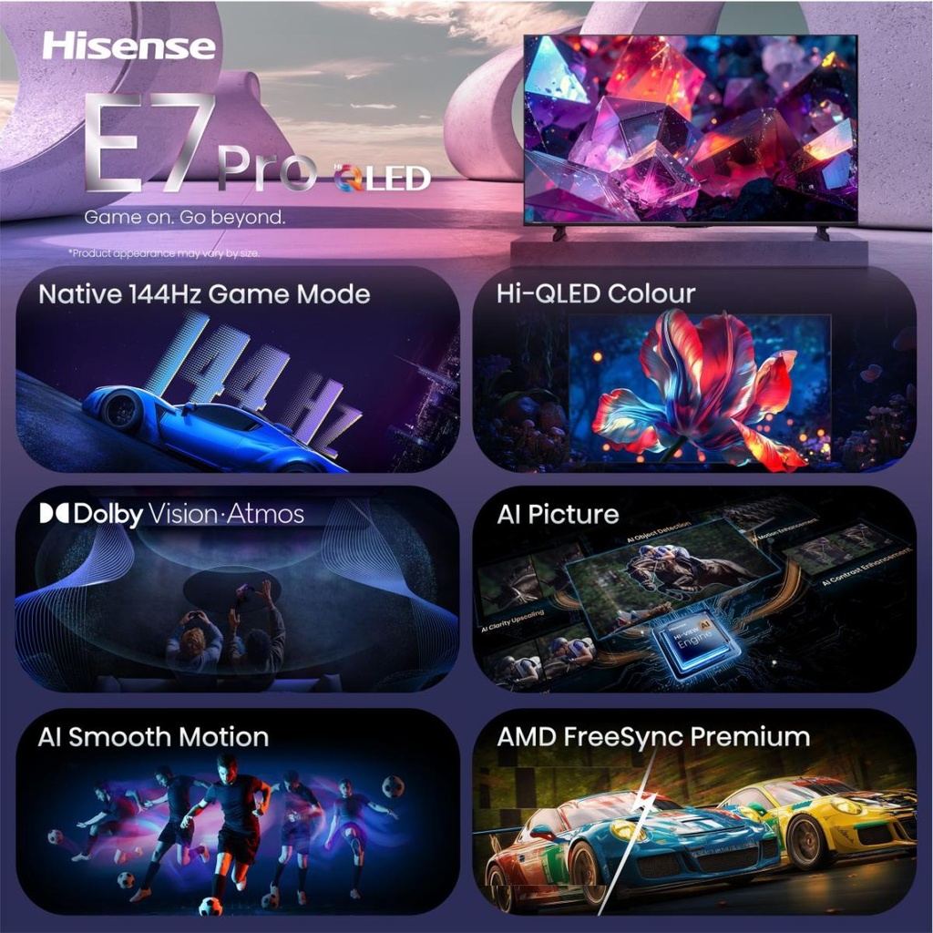 TV 65" Qled 144Hz Gamme E7 Pro