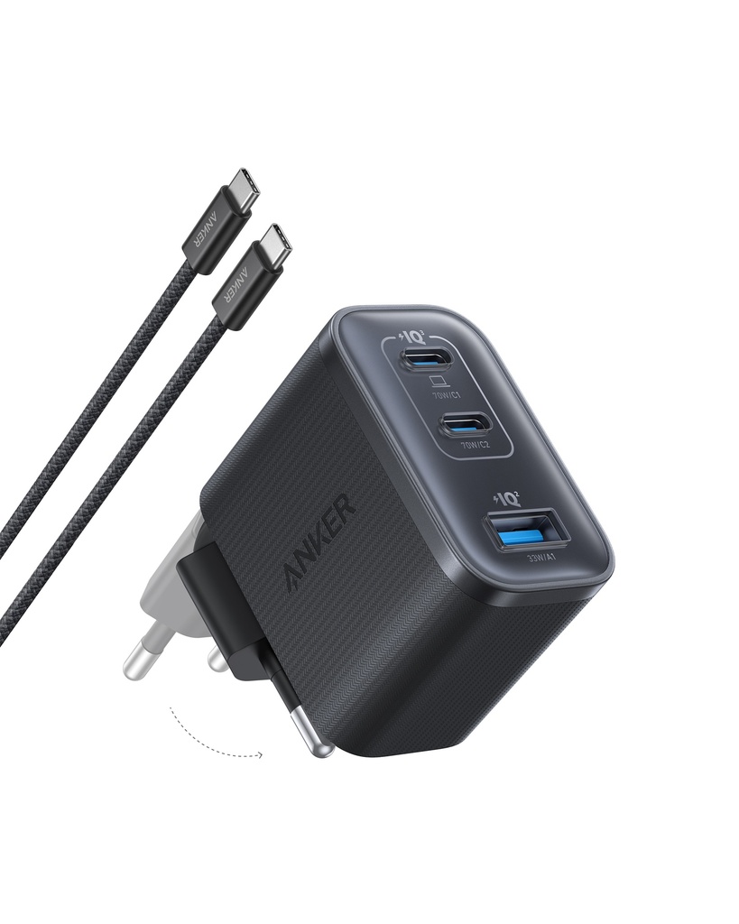 [A121CG11] Chargeur Anker (70 W, 3 ports) Black